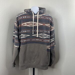 Ariat Brown Brindle Color Block Hood Southwestern Pattern Pullover Men’s Sz XL